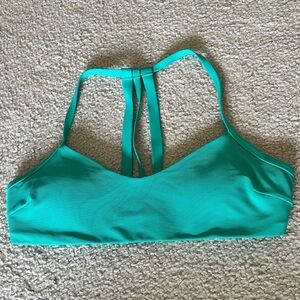 Athleta ribbed scoop bikini top in green, size small